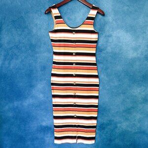 Striped Sleeveless Bodycon Dress, Size M (7-9)